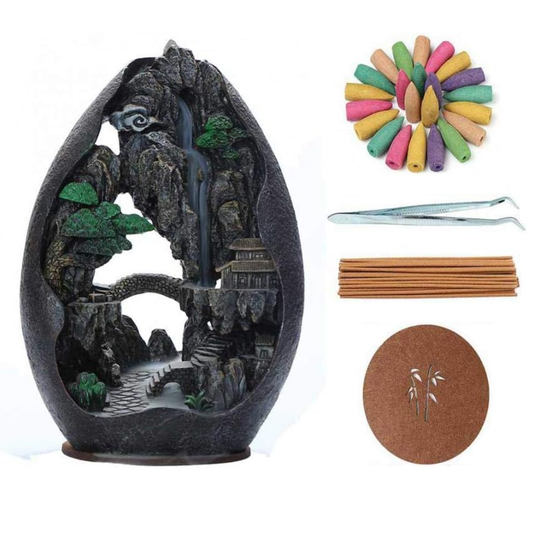 Quemador de Incienso Cascada Zen – Efecto Humo Relajante